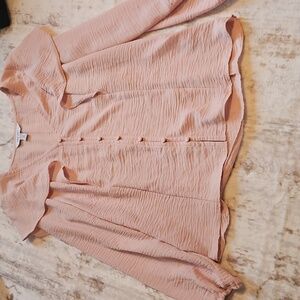 Nine West  Brand Women's Blush Pink Ruffle Top
